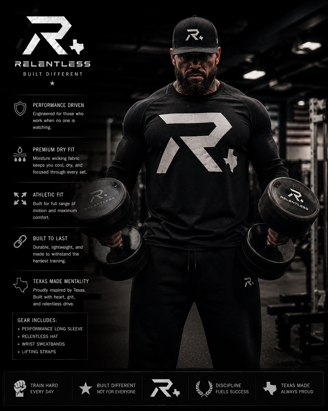 Relentless performance long sleeve logo product board