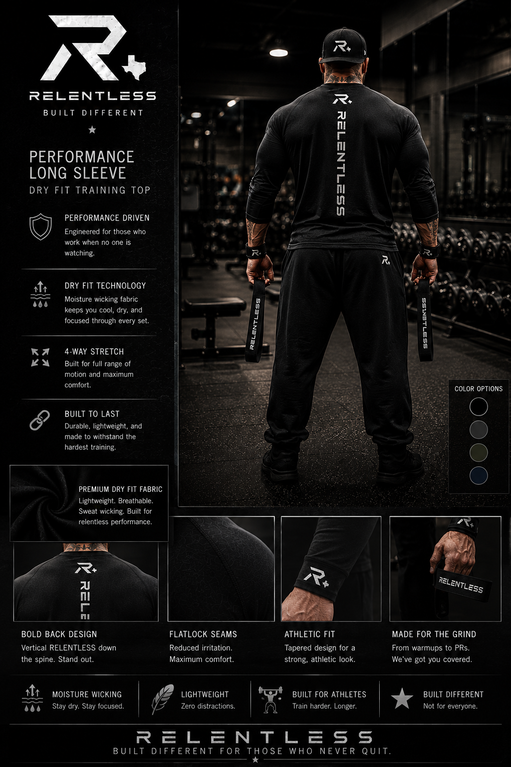 Relentless performance long sleeve back product board