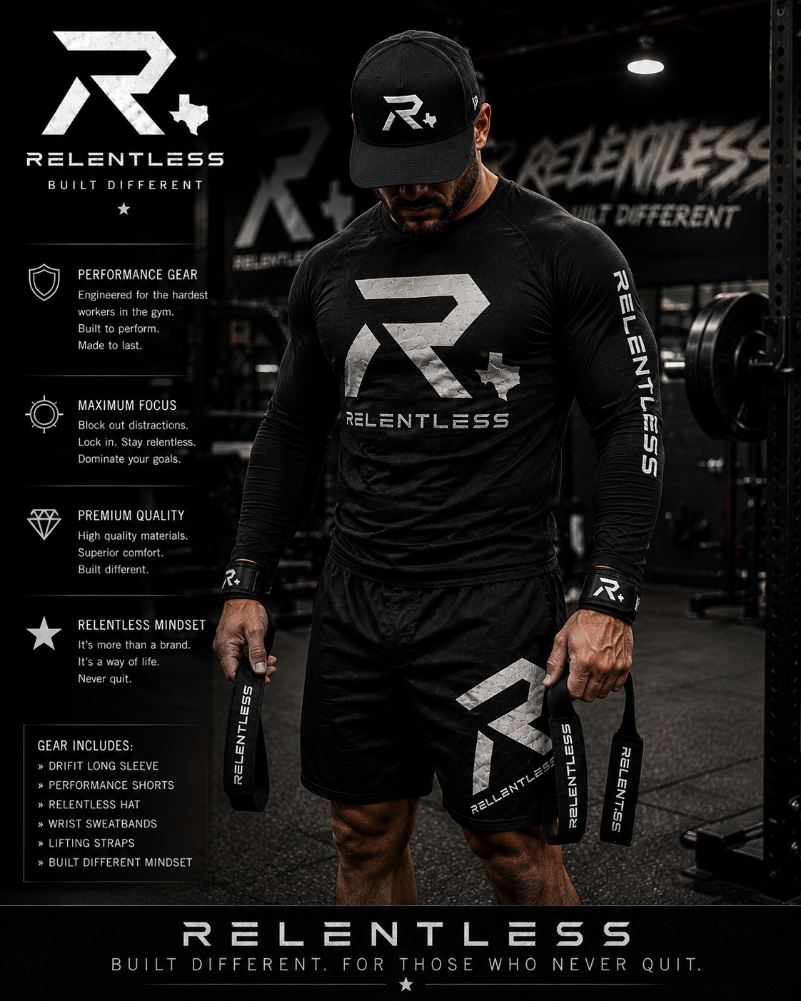 Relentless performance shorts product board
